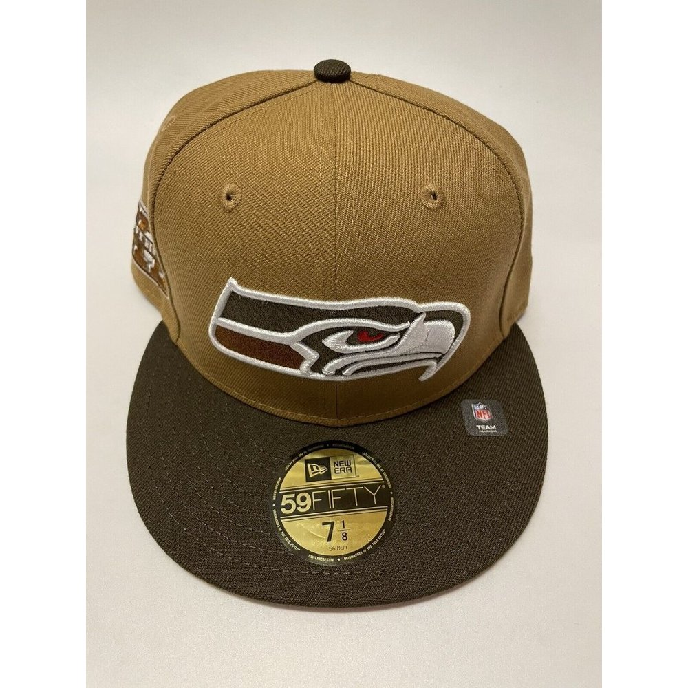 New Era 59Fifty NFL Seattle Seahawks Super Bowl XL Patch Cap Hat Wheat Brown - Picture 2 of 10